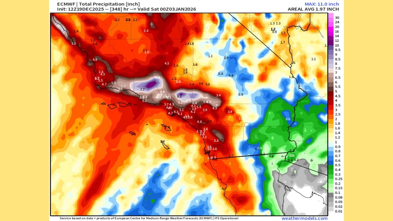 California Faces High-Impact Rain Event as Southern Areas Prepare for Up to 12 Inches After Record Heat