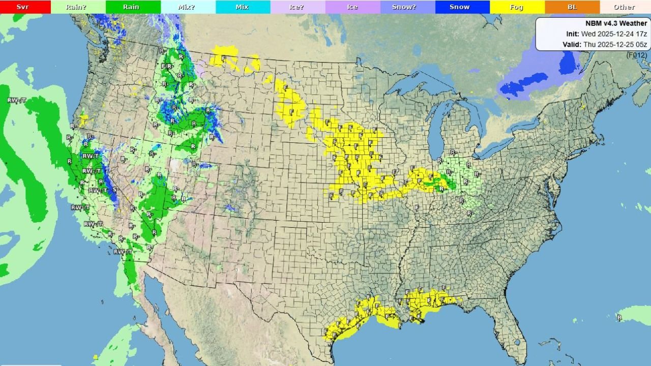 California, Washington, Oregon, Texas, Louisiana, Michigan, and New York Face Multi-Region Weather Hazards on Christmas Eve