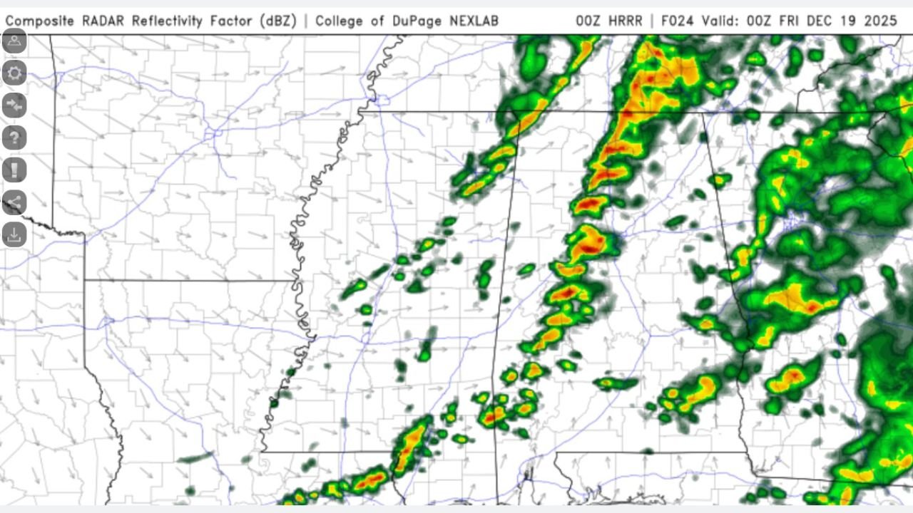 Central Alabama Faces Elevated Overnight Tornado Risk as Late-Night Storms Develop Ahead of Cold Front