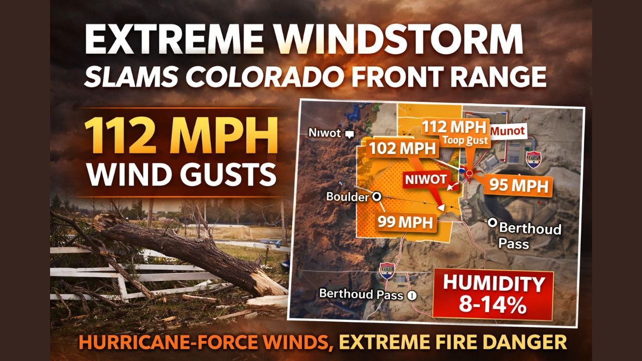 Colorado Front Range Slammed by Extreme Windstorm as Gusts Top 110 MPH and Humidity Drops Into Single Digits