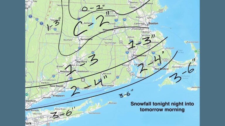 Connecticut, Rhode Island, Massachusetts, and Long Island Expected to See Overnight Snowfall of 1–6 Inches as Narrow Band Spreads Across the Northeast