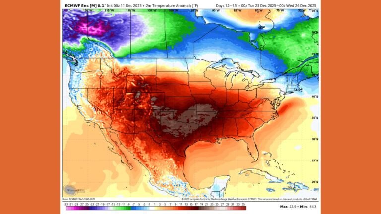 Indiana and Much of the U.S. Expected to Run 15–20 Degrees Warmer Than Normal Before Christmas, With Colder Pattern Likely Returning After the Holiday