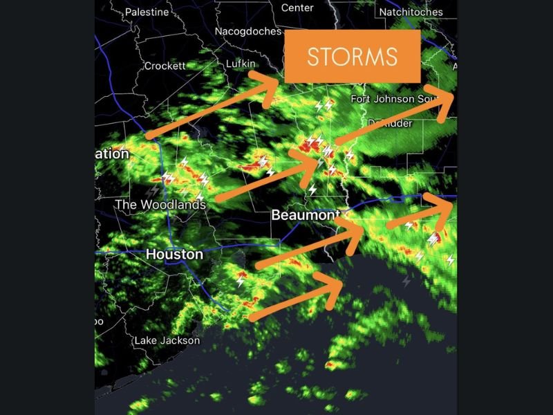 Late-Night Thunderstorms Sweep Across Southeast Texas Bringing Heavy Rain and Minor Flooding Threat