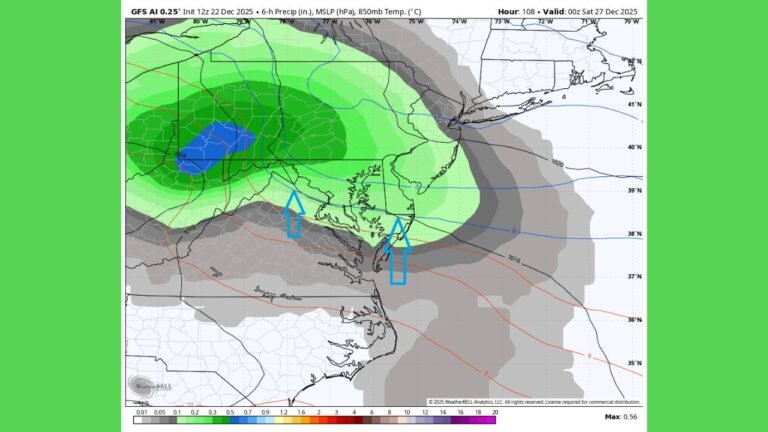 Maryland, Virginia, and Washington, D.C. Face Potential Wintry Mix as Cold Air Pushes Down East Coast Friday