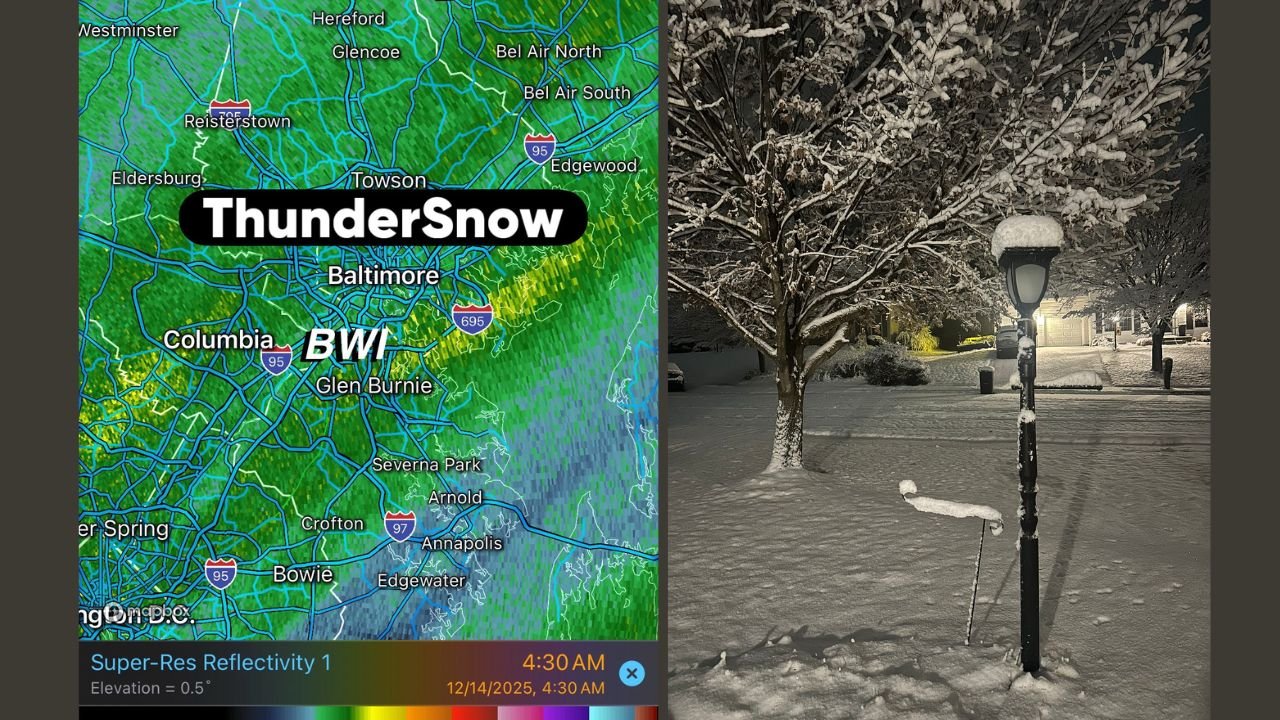 Maryland Weather Alert: Rare Thundersnow Confirmed in Baltimore as Heavy Snow, Fog, and Lightning Hit BWI Area Early Sunday