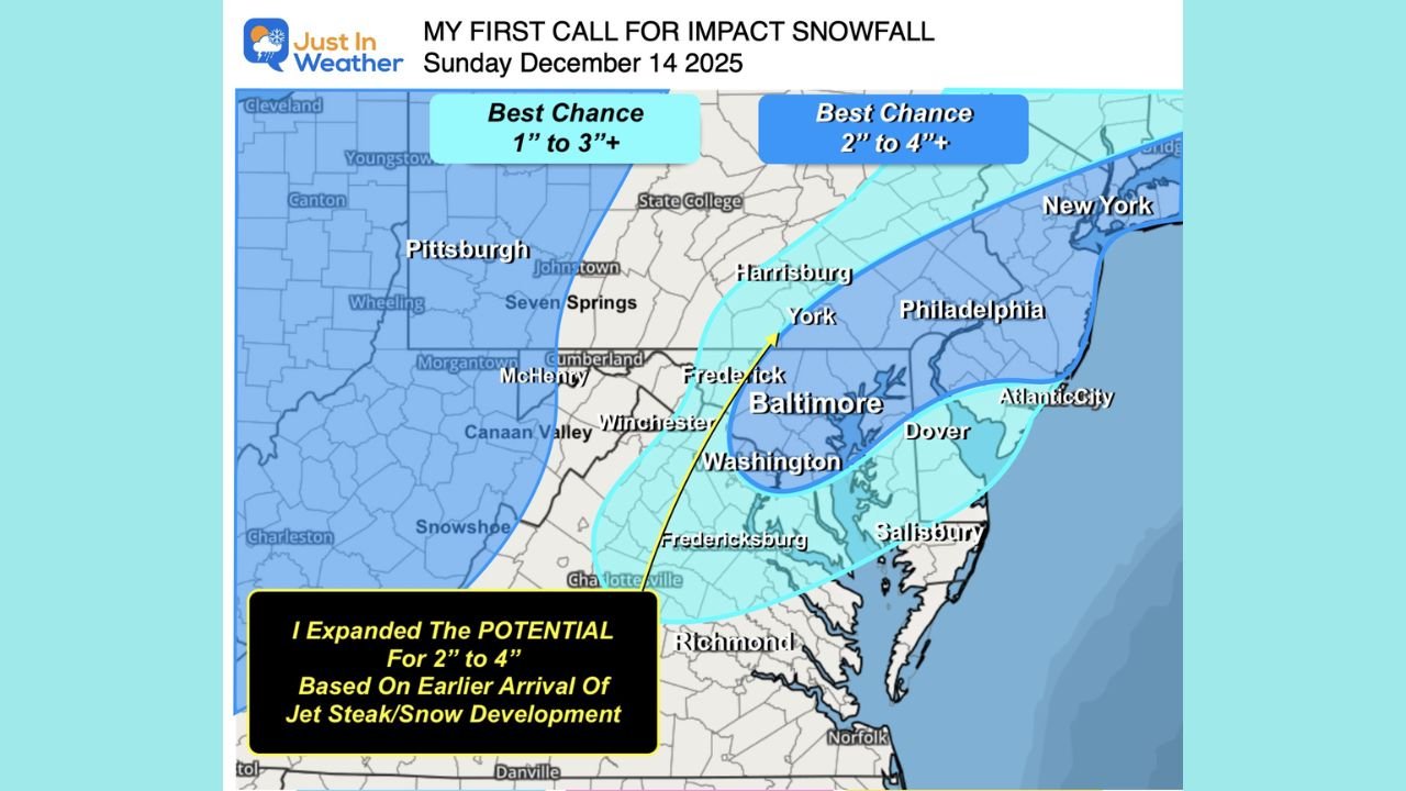 Maryland and Pennsylvania Snow Forecast: I-95 Corridor from Baltimore to Philadelphia Could See 2–4 Inches in Early-Sunday Burst