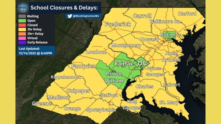 Maryland and Virginia Schools Announce Widespread Two-Hour Delays as Refreezing Threat Looms Overnight
