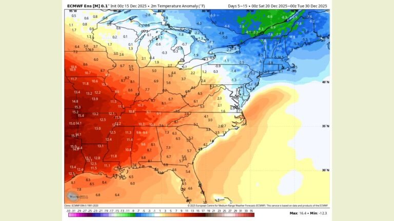 Maryland and the Mid-Atlantic Remain Colder Than Normal After Frigid December Start as Southern Plains Hold the Warmest Pattern