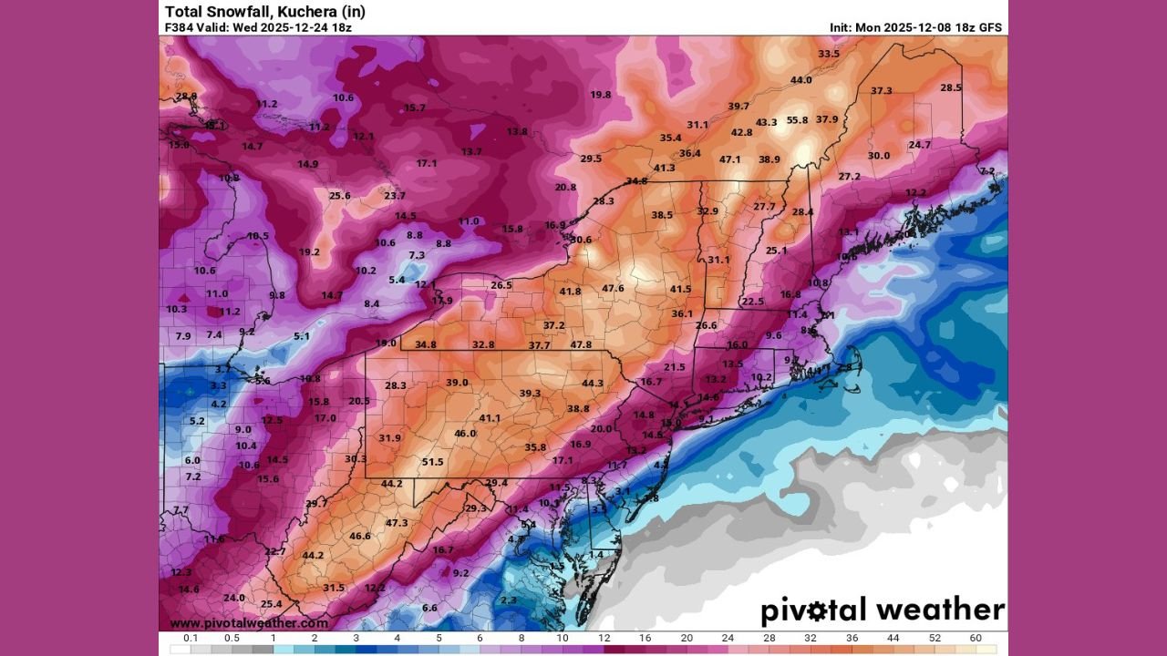 Meteorologists Reject GFS Model Showing 40-Inch Christmas Eve Snowstorm Across New York and the Northeast, Calling the Forecast “Impossible” Under Current Atmospheric Patterns