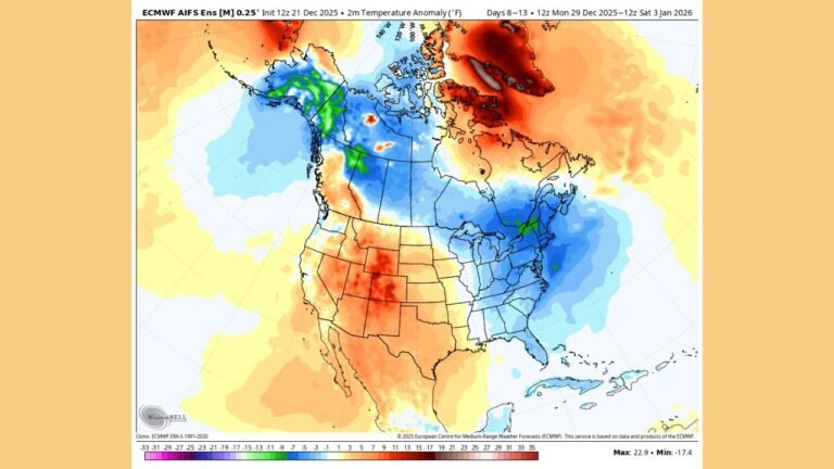 Mid-Atlantic States Including Pennsylvania, New Jersey, Maryland, and Virginia Likely to Turn Colder Late December Into New Year’s as Models Show Cold Returning