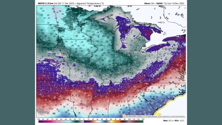 Minnesota, North Dakota, Iowa and Wisconsin Bracing for Dangerous –30°F Wind Chills as Arctic Blast Targets the Upper Midwest