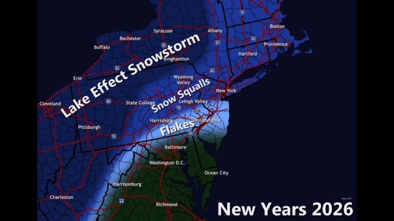 New Year’s Snow System Expected to Impact New York, Pennsylvania, New Jersey, Massachusetts and Surrounding States With Lake-Effect Snow and Squalls