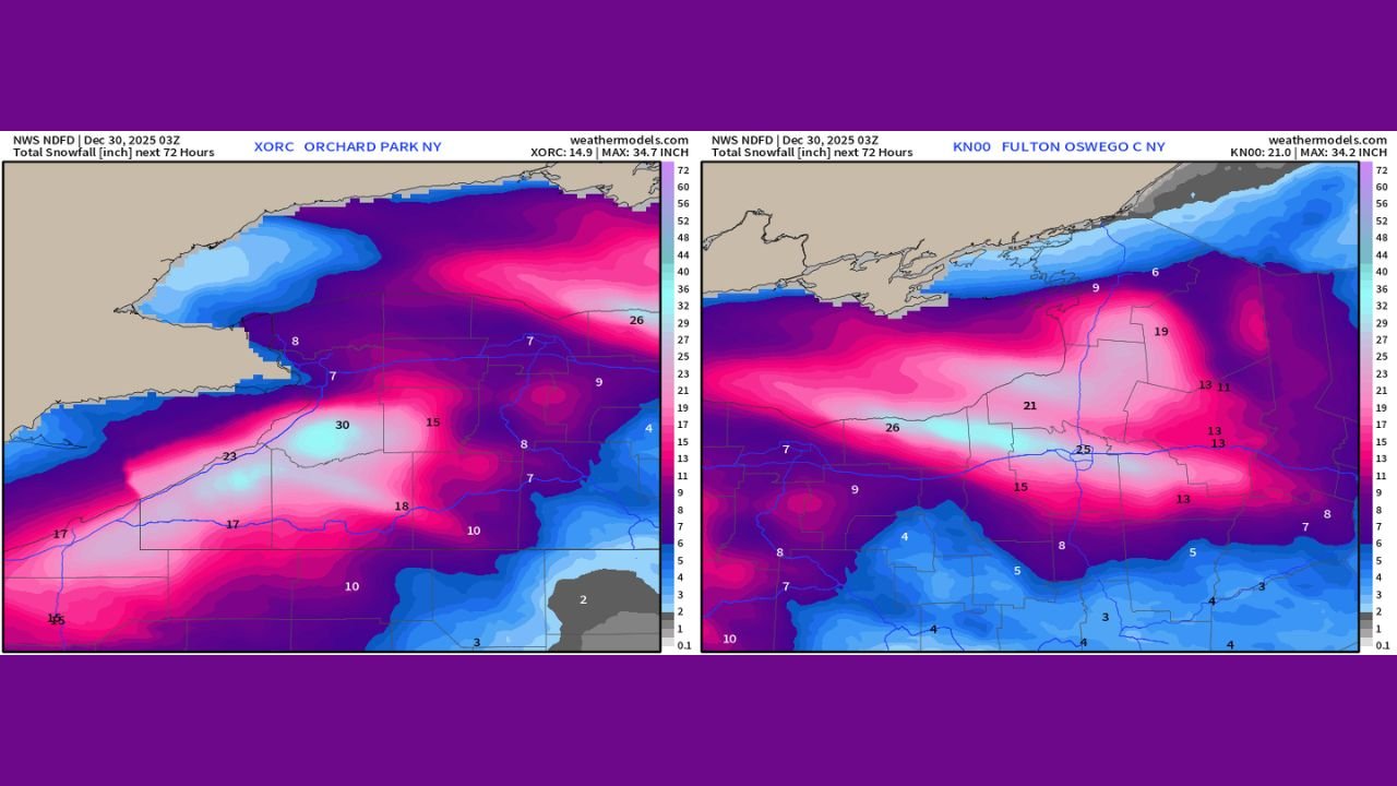 New York Lake Effect Snow Expected to Bury Buffalo’s Southtowns With 18–36 Inches of Snow