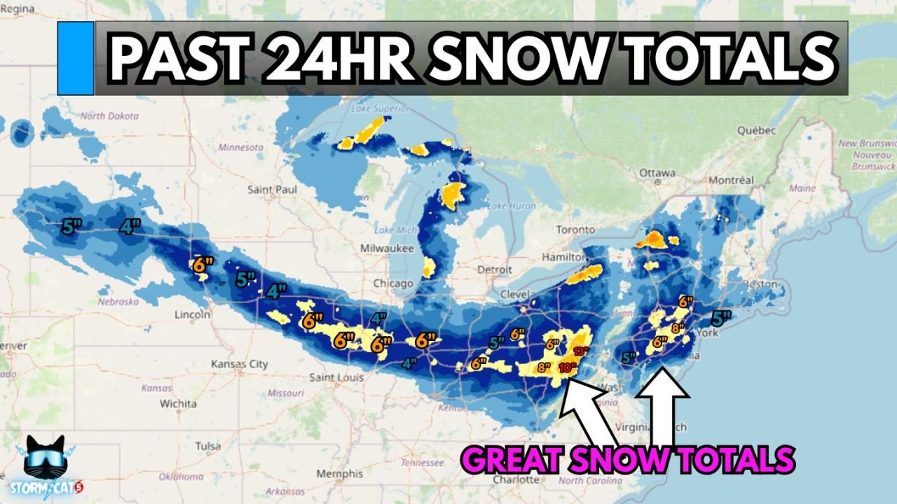 New York, Pennsylvania, Ohio, West Virginia, Indiana, New Jersey, Maryland, and Iowa See Widespread Snow as Alberta Clipper Drops Up to 18.5 Inches