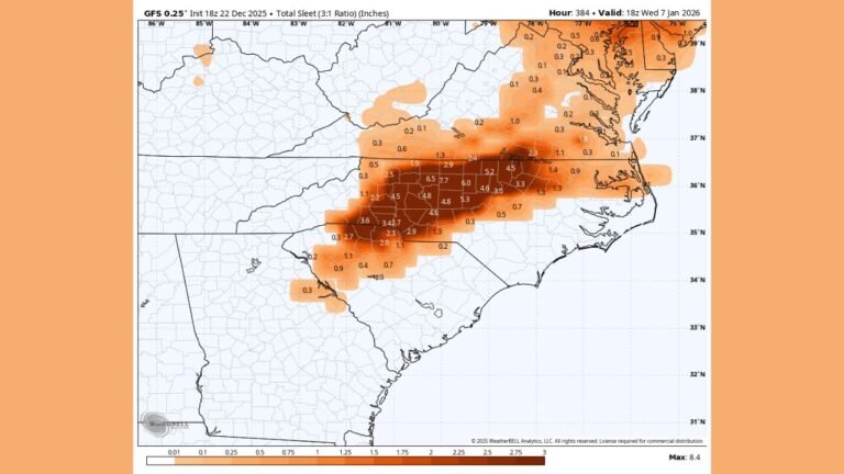 North Carolina, Virginia, Tennessee, and South Carolina Face Potential Major Ice Storm as Long-Range Models Signal Dangerous Winter Threat