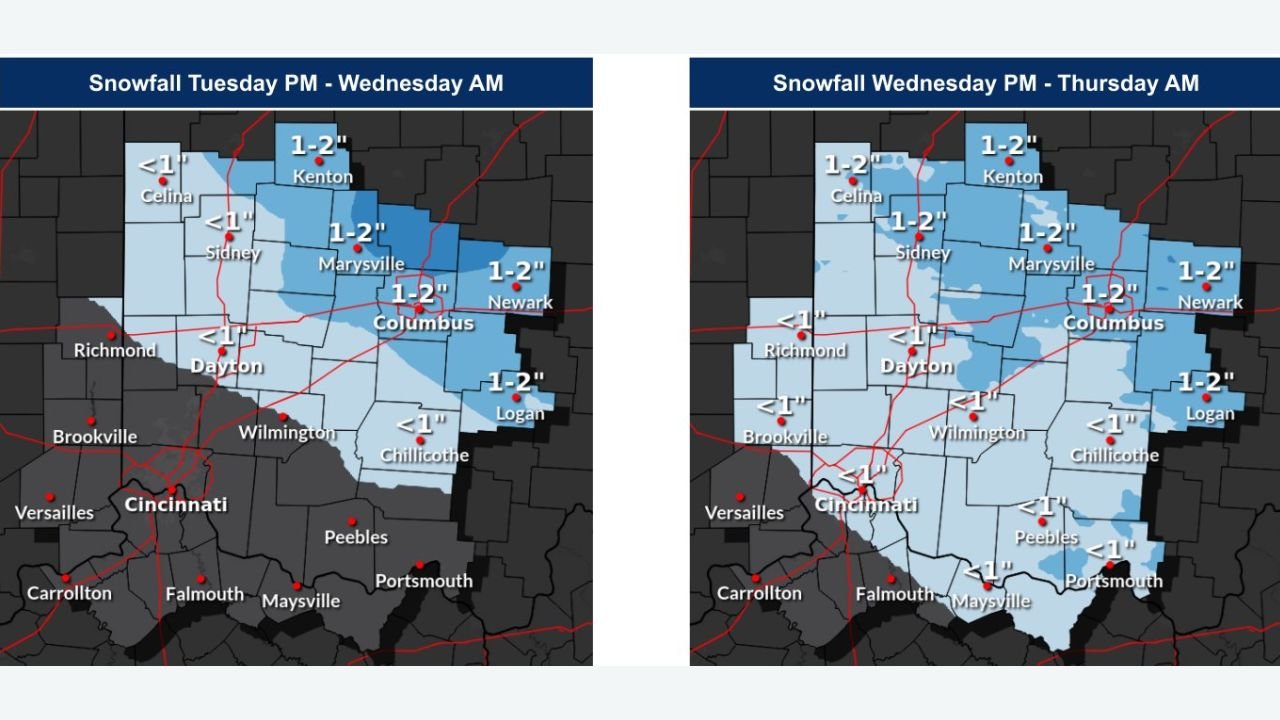Ohio Weather Alert: Two Rounds of Snow Expected Across Central and Southern Ohio This Week