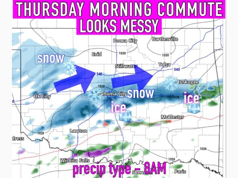 Oklahoma Winter Storm Threat: Thursday Morning Commute to Bring Heavy Snow, Ice, and Freezing Drizzle Hazards