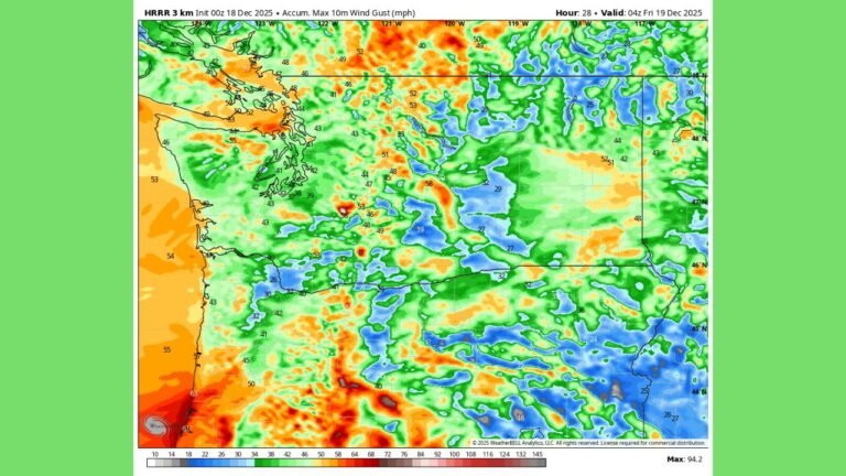 Pacific Northwest Faces Another Westerly Wind Surge Friday Evening, Though Models Show Less Intensity Than Prior Event
