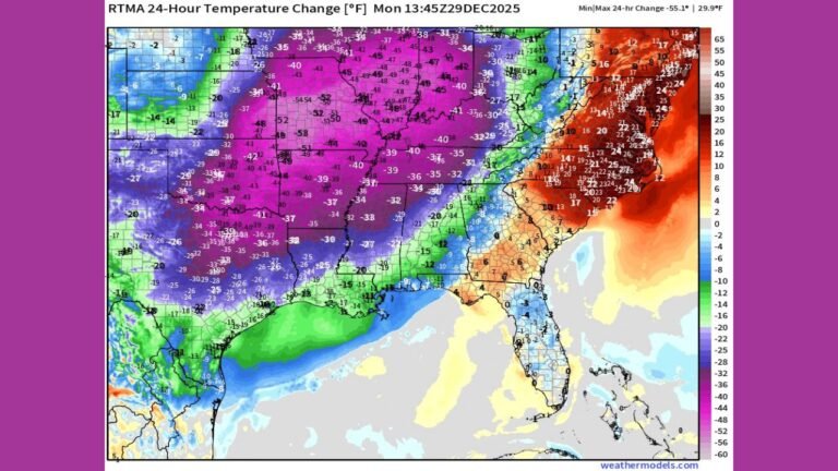Plains and Southern States See 40–55 Degree Temperature Plunge Across Texas, Oklahoma, Arkansas, Mississippi, and Tennessee