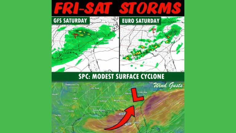 Severe Storm Threat Develops for Florida, Georgia, South Carolina, and Alabama as Modest Surface Low Brings Heavy Rain and Gusty Winds Friday–Saturday