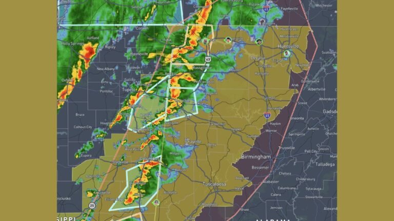 Severe Thunderstorm Warnings and Tornado Watch Issued Across Northern Alabama as Intense Storm Line Sweeps Through the Region