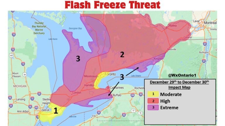 Southern Ontario and Western New York Face Extreme Blizzard and Flash Freeze Threat as Backside of Storm Slams Region December 29–30