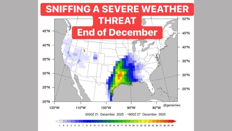 Texas, Oklahoma, Arkansas, and Louisiana Face Late-December Severe Weather Risk as Models Signal Potential Outbreak