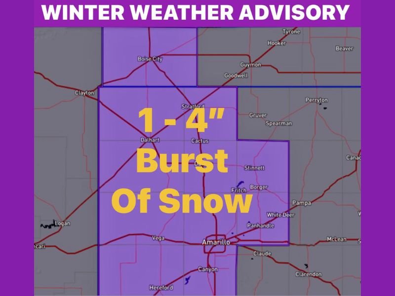 Texas Panhandle Braces for 1–4 Inches of Snow as Winter Weather Advisory Expands Into Oklahoma