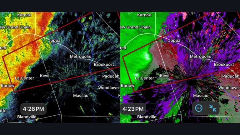 Tornado Warning Issued Along the Ohio River in Western Kentucky as Rotating Storms Track Toward Illinois