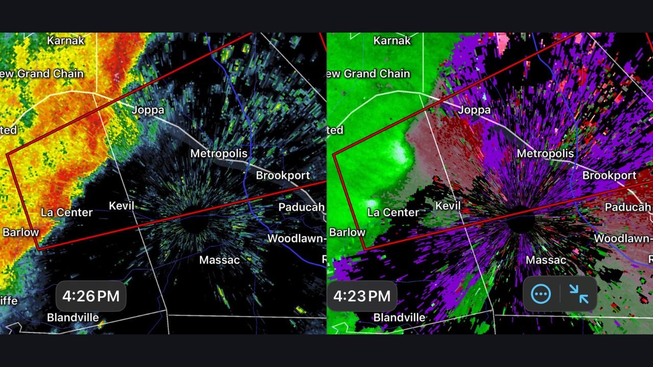 Tornado Warning Issued Along the Ohio River in Western Kentucky as Rotating Storms Track Toward Illinois