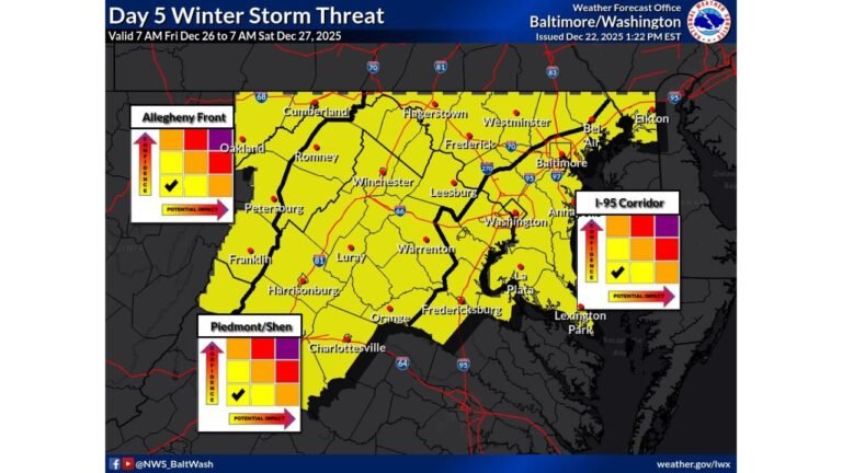 Virginia, Maryland, and Washington, D.C. Face Growing Freezing Rain and Sleet Threat as Late-Week Winter Storm Turns Colder