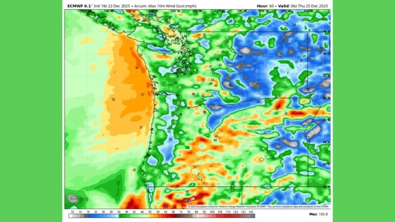 Washington, Oregon, and California Face Potential Christmas Windstorm as Forecast Models Show Extreme Uncertainty
