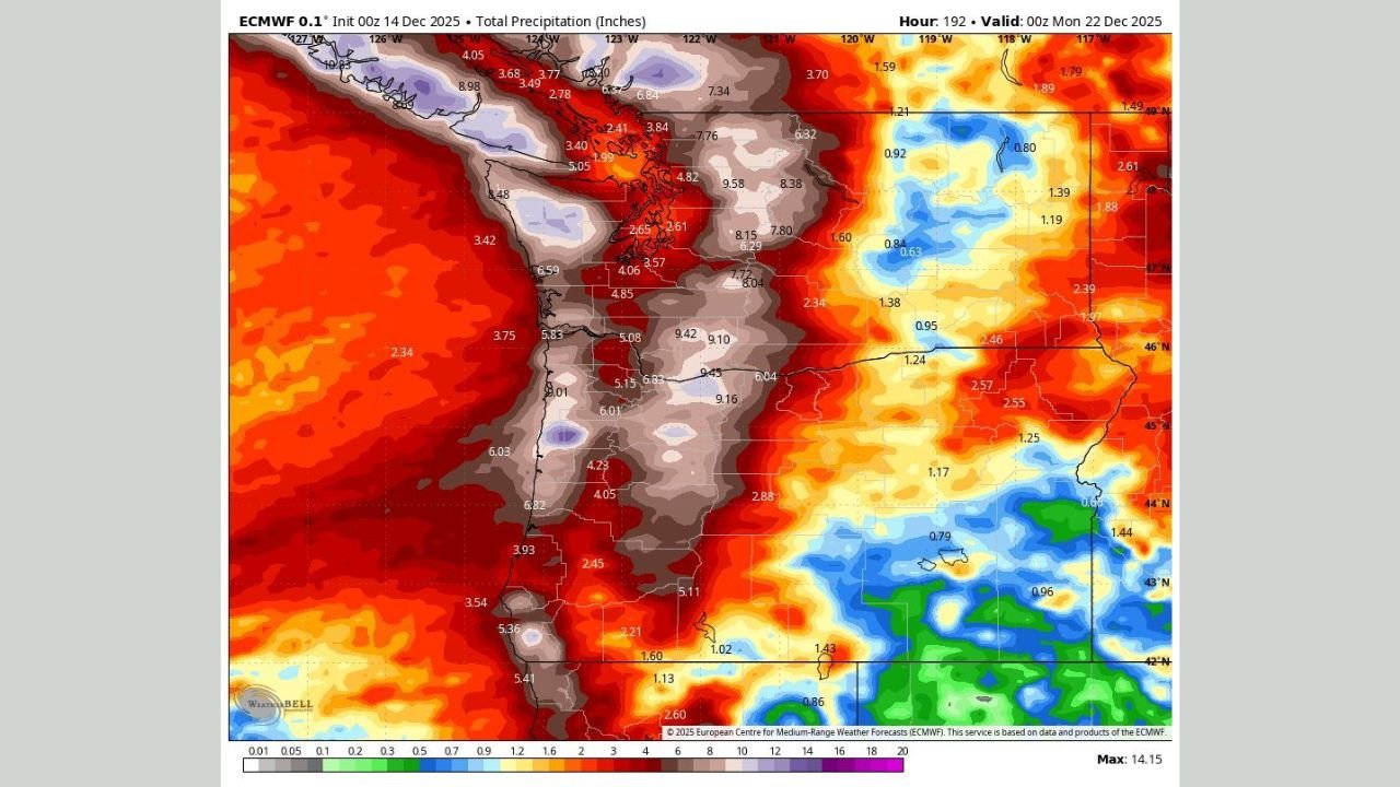 Washington, Oregon, and Northern California Face Major Flooding Threat as Powerful Atmospheric River Brings Up to 14 Inches of Rain