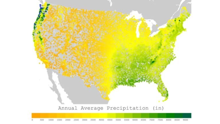 Why Washington State, Georgia, Florida, and the Midwest Experience Such Different Rainfall: New Nationwide Data Reveals a Sharp U.S. Precipitation Divide