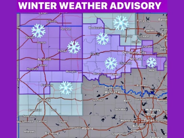 Winter Weather Advisory Expanded as Snow Spreads Across Texas Panhandle Into Oklahoma and North Texas