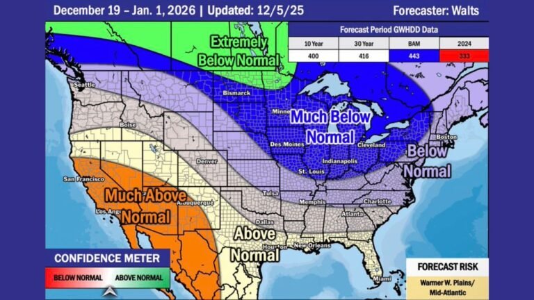 Wisconsin Set for a Deep Freeze as December 19–January 1 Outlook Shows “Much Below Normal” Temperatures Across the Great Lakes Region