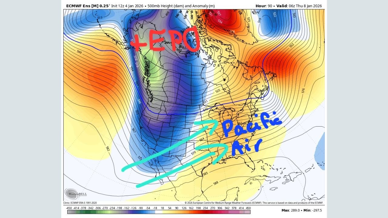 Alaska Trough, Pacific Air Intrusion, and Cross-Polar Flow Signal Colder Mid-January Pattern Across Eastern U.S. States