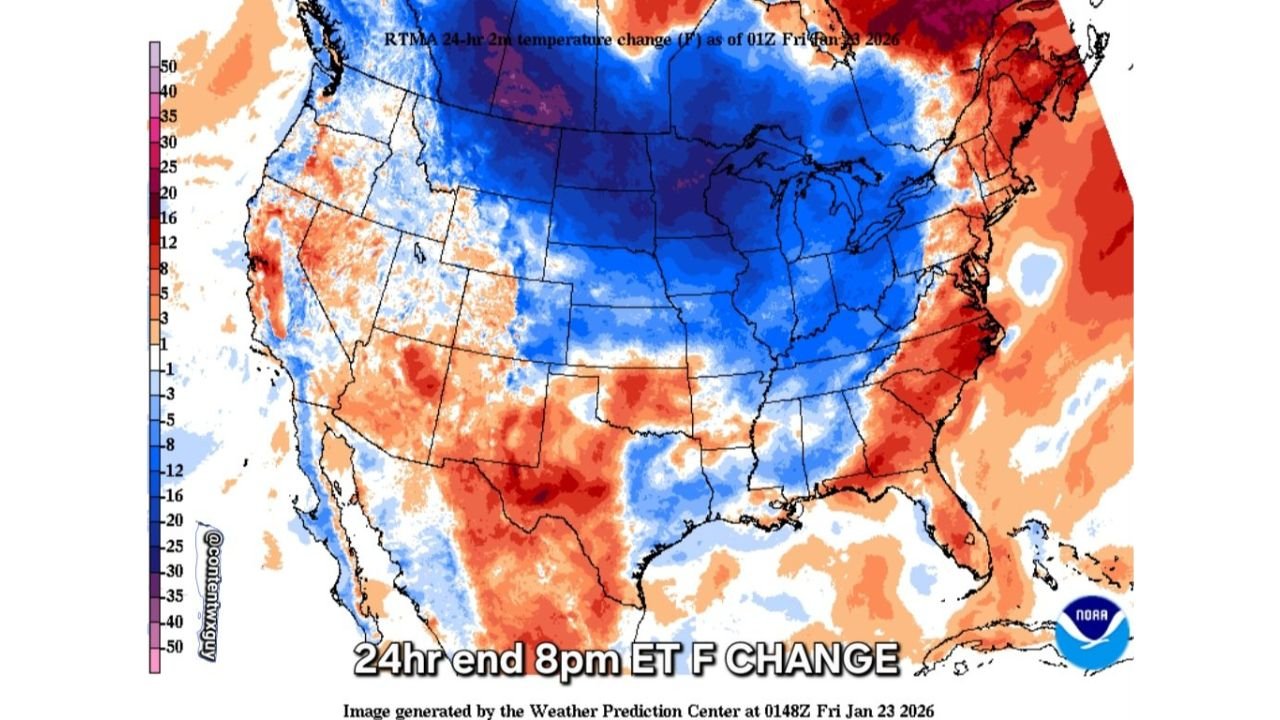 Appalachians, Ohio Valley, and Eastern United States Turn Sharply Colder as Arctic Air Spills Back East Behind Strong High Pressure
