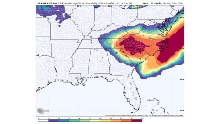 Arctic Blast Slams Alabama, Georgia, and the Carolinas as Snow Showers and Single-Digit Cold Grip the Deep South This Weekend