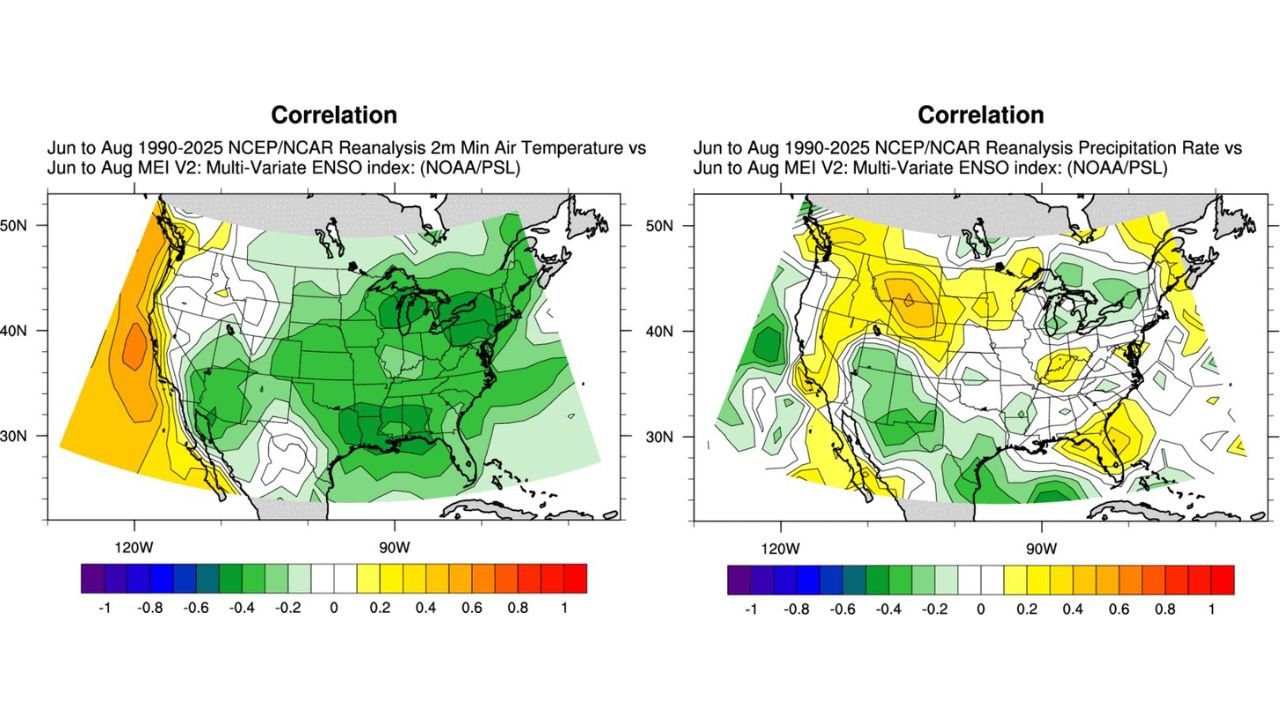 California, Texas, the Midwest, and the Eastern U.S. Face a Potential El Niño Summer With Cooler Temperatures and Mostly Near-Normal Rainfall