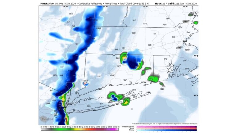 Connecticut and New England Face Risk of Sudden Snow Squalls Sunday Evening as Cold Front Moves Through