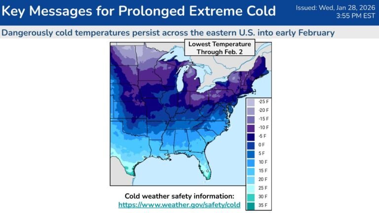 Dangerous Arctic Cold Tightens Grip on Illinois, Ohio, Pennsylvania, Georgia, the Carolinas, and Florida Through Early February