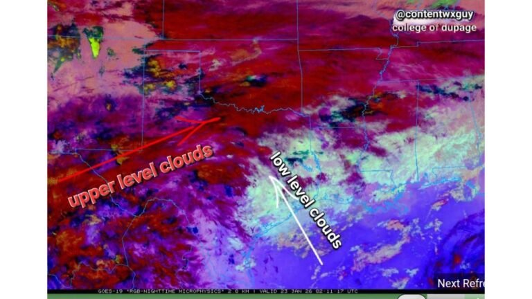 East Texas, Southeast Oklahoma, and Arkansas See Expanding Low-Level Saturation as Cloud Layers Signal Increasing Overcast and Damp Conditions