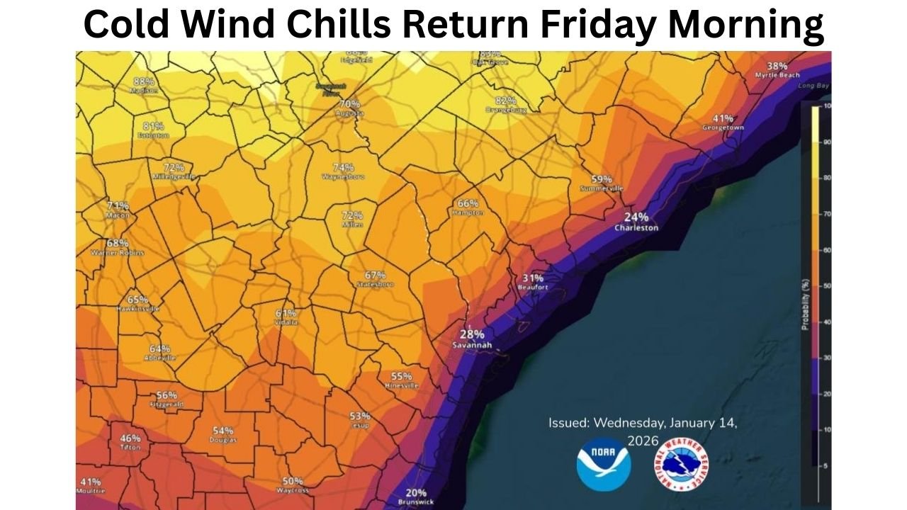 Georgia and South Carolina Face Another Sharp Wind-Chill Drop as Teens and Lower 20s Return Friday Morning
