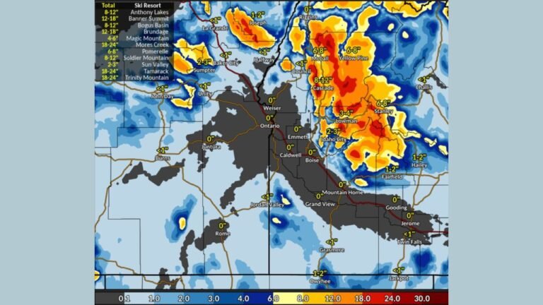 Idaho Mountains Brace for Significant Snowfall as National Weather Service Forecasts 10–20 Inches at Higher Elevations Late Tuesday Through Wednesday