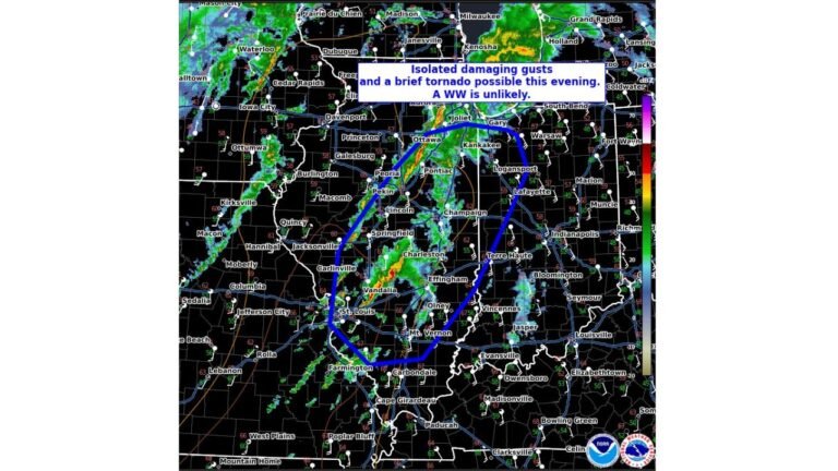 Illinois, Indiana, and Missouri See Isolated Severe Storm Risk With Damaging Winds and Brief Tornado Possible