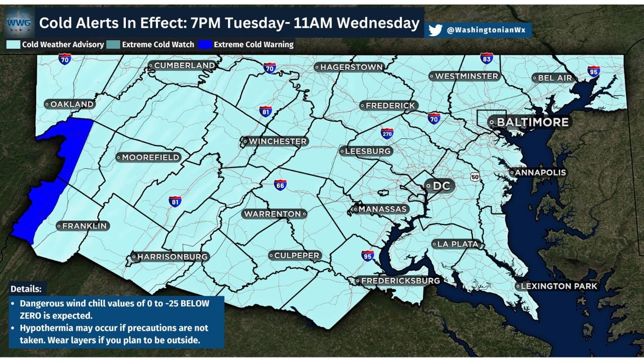 Indiana, Ohio, Kentucky, Virginia, Maryland, and Washington DC Braced for Life-Threatening Cold as Wind Chills Plunge to −25°F