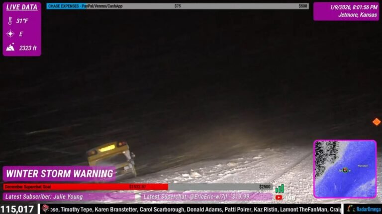 Kansas Winter Storm Leaves School Bus in Ditch Near Jetmore as Hazardous Travel Continues Under Winter Storm Warning