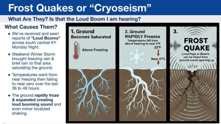 Kentucky Residents Report Loud Nighttime Booms as Sudden Arctic Freeze Triggers Rare ‘Frost Quakes’ Across the State