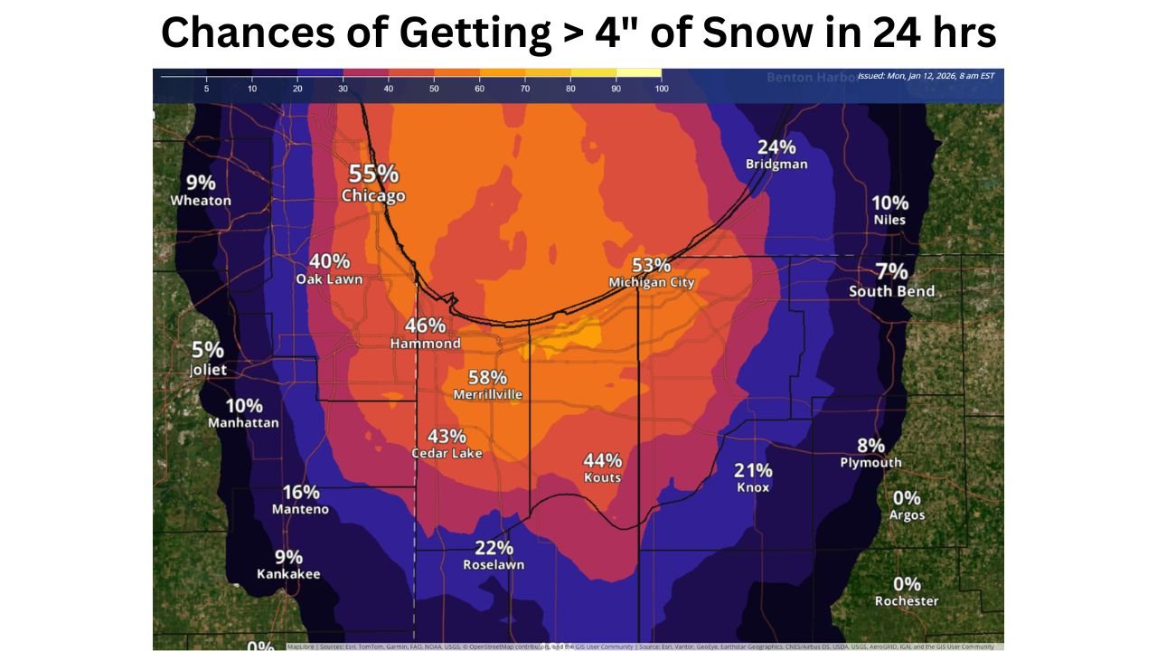 Lake-Effect Snow Threat Grows for Illinois and Indiana as Southern Lake Michigan Band Targets Chicago and Northwest Indiana Midweek